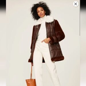 Samantha Sipos Alexandra Brown Shearling Jacket Size M
